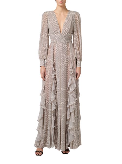 Abito red carpet burro/nero in georgette Elisabetta Franchi | ABRS252E2E84